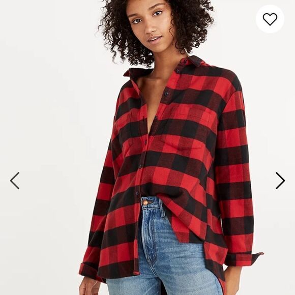 Madewell Flannel Oversized Ex-Boyfriend Shirt in Buffalo Check - Picture 1 of 9